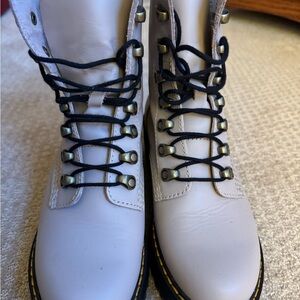 Dr. Martens Women's Taupe Gray Lace-Up Combat Boots real leather